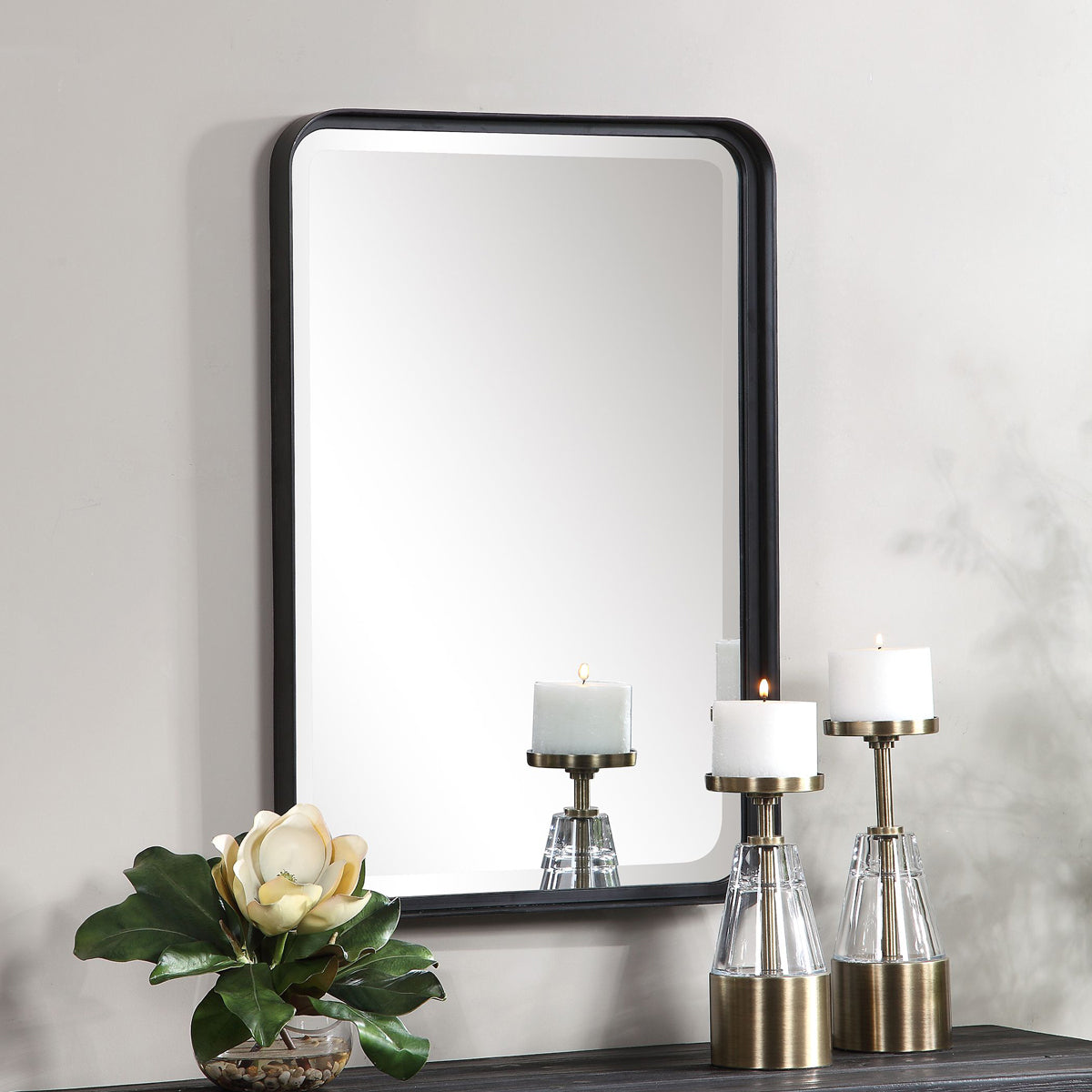  Uttermost's Croften Black Vanity Mirror Designed By Grace Feyock