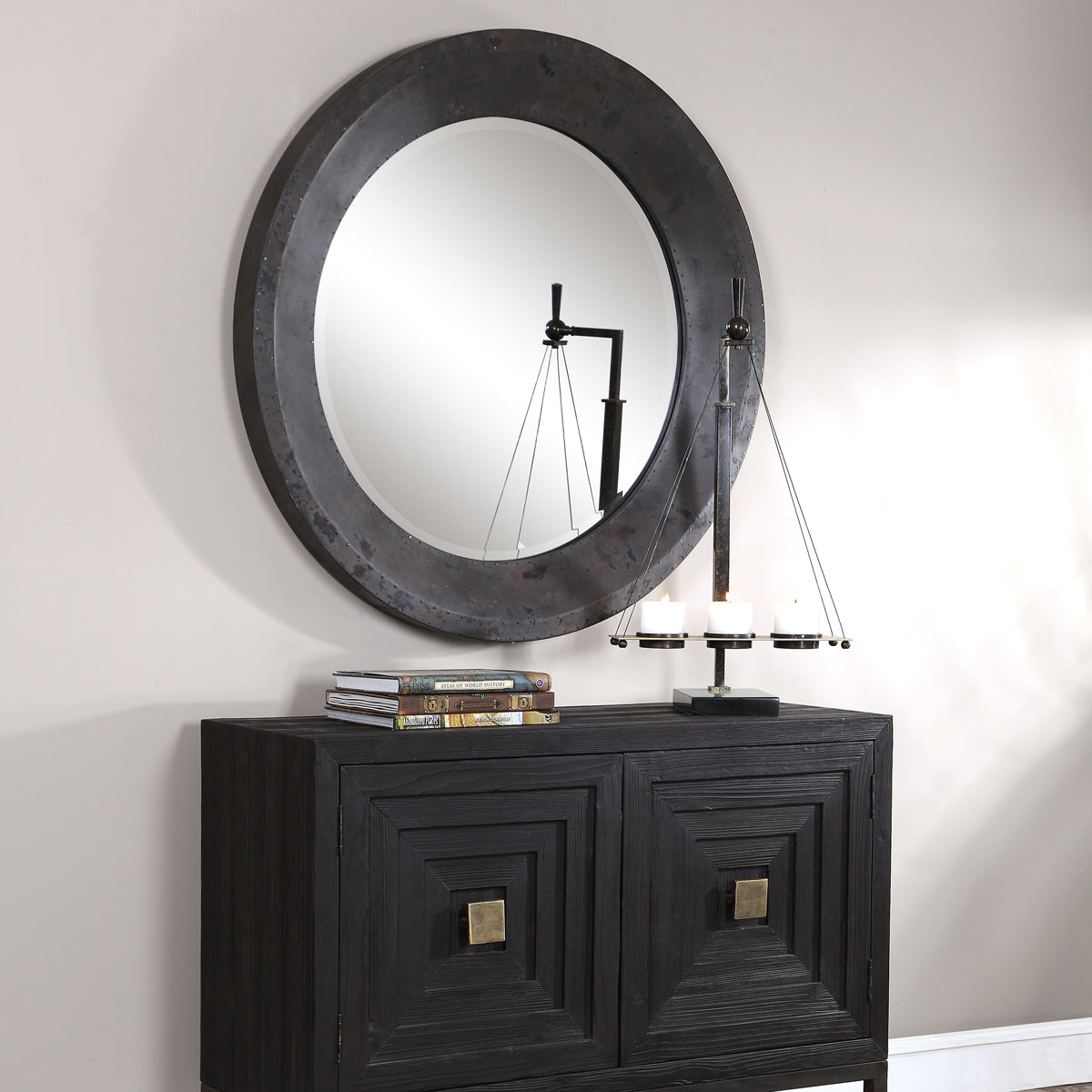  Uttermost's Frazier Round Industrial Mirror Designed By John Kowalski