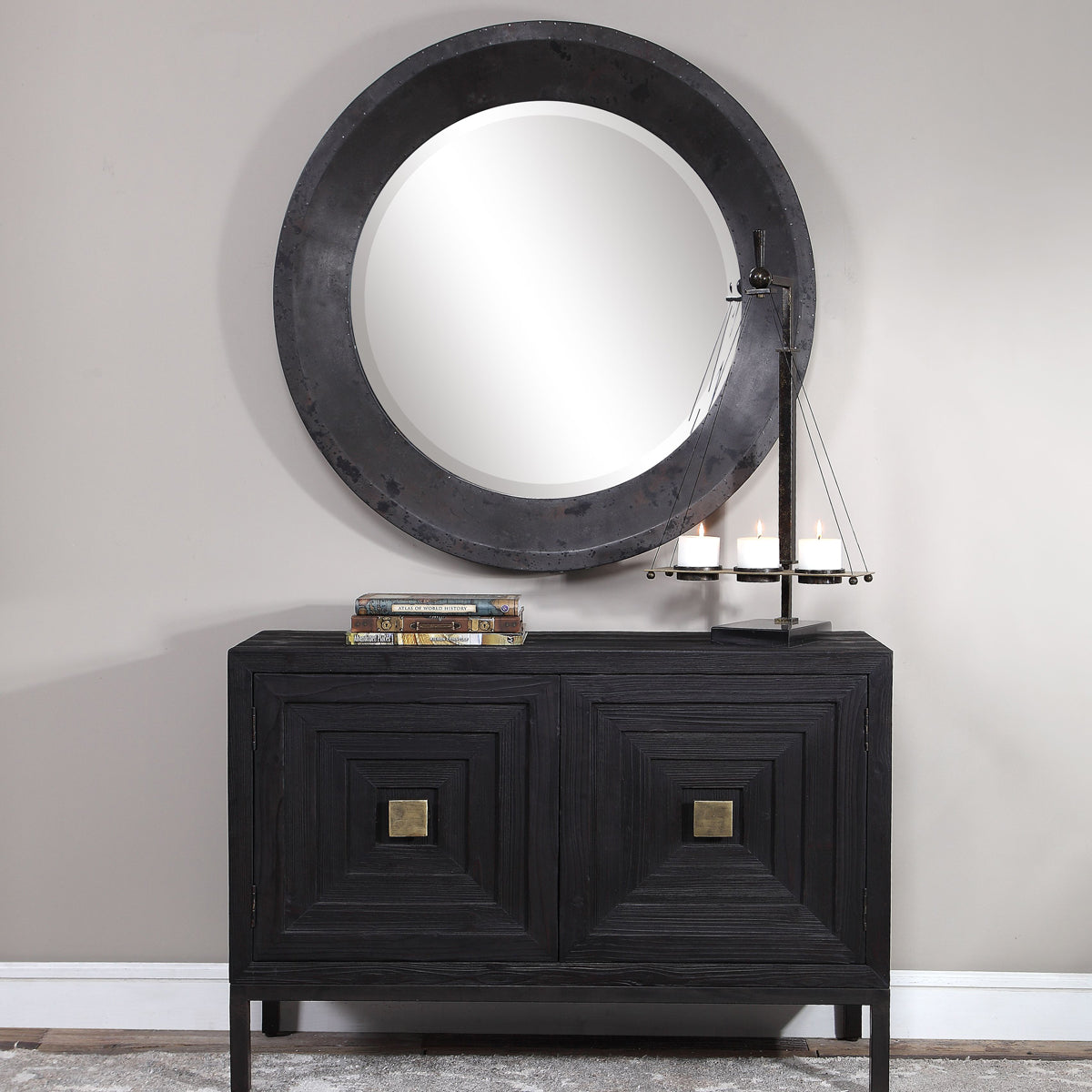  Uttermost's Frazier Round Industrial Mirror Designed By John Kowalski