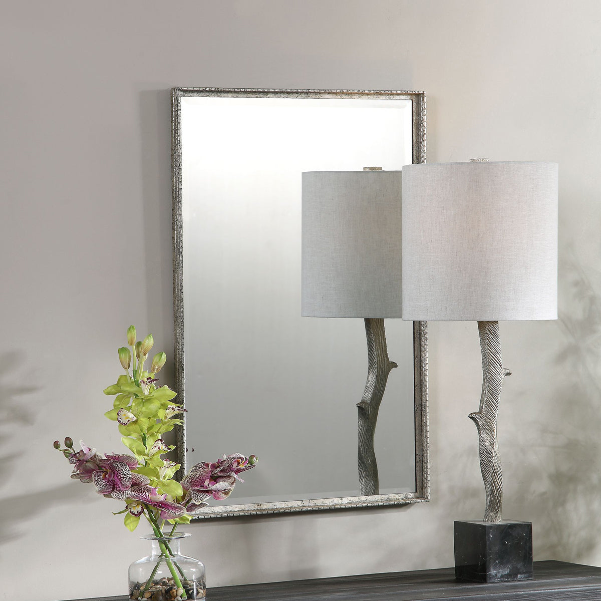 Uttermost's Callan Silver Vanity Mirror Designed By Grace Feyock
