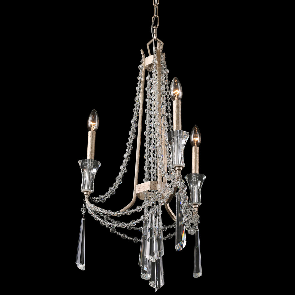  Barcelona 3-Light Chandelier In Transcend Silver With Heirloom-Quality Optic Crystal