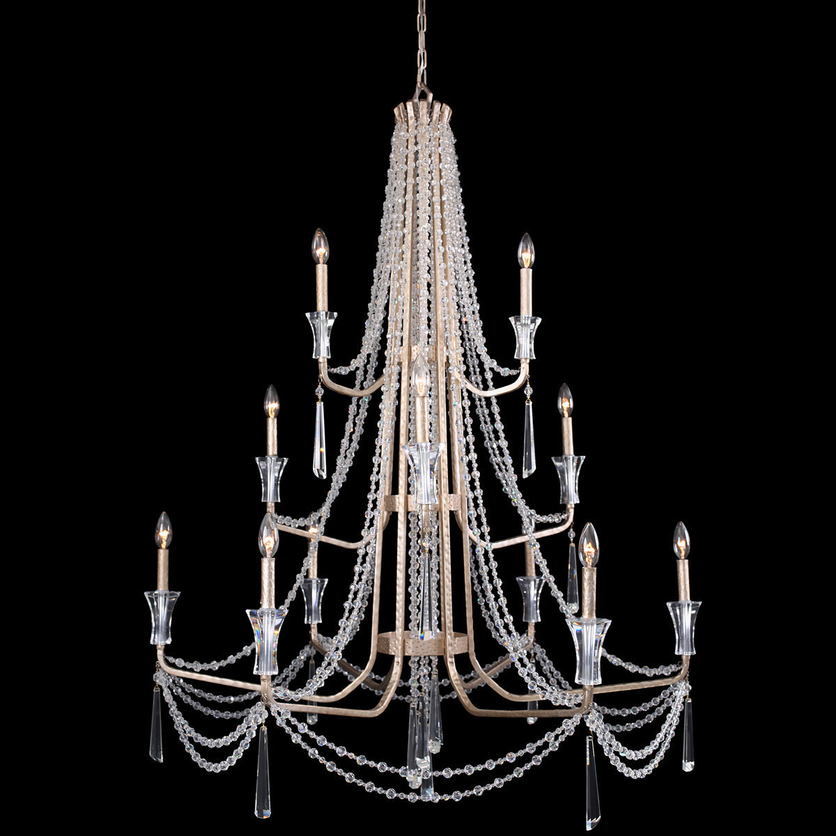  Barcelona 12-Light Chandelier In Transcend Silver With Heirloom-Quality Optic Crystal