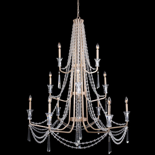 Barcelona 12-Light Chandelier In Transcend Silver With Heirloom-Quality Optic Crystal