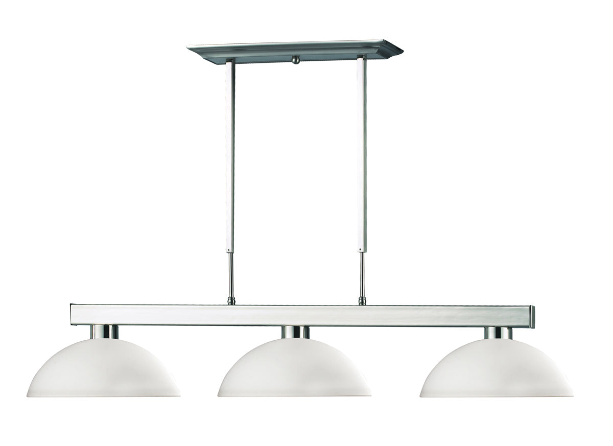 Z-LIte Cobalt 3-Light Billiard In Brushed Nickel With Matte Opal Glass