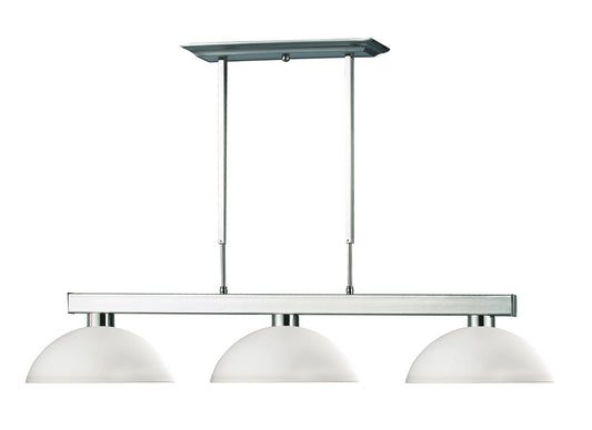 Z-LIte Cobalt 3-Light Billiard In Brushed Nickel With Matte Opal Glass