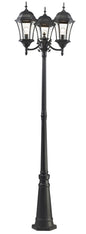 Z-LIte Wakefield 3-Light Outdoor Post-Light In Black With Clear Beveled Glass