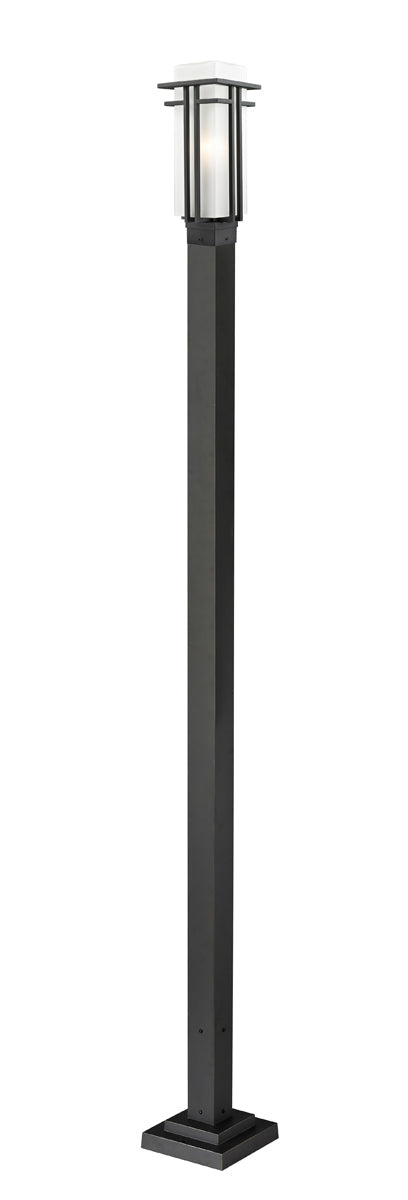 Z-LIte Abbey 1-Light Outdoor Post-Light In Black With Matte Opal Glass