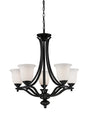 Z-LIte Lagoon 5-Light Chandelier In Matte Black With Matte Opal Glass