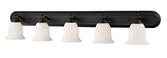Z-LIte Lagoon 5-Light Vanity In Matte Black With Matte Opal Glass