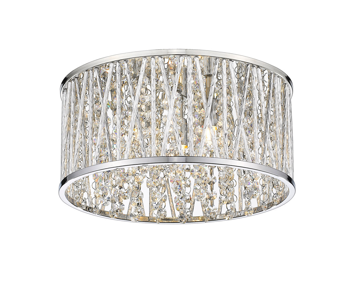 Z-LIte Terra 3-Light Flush Mount In Chrome With Chrome Aluminum Shade
