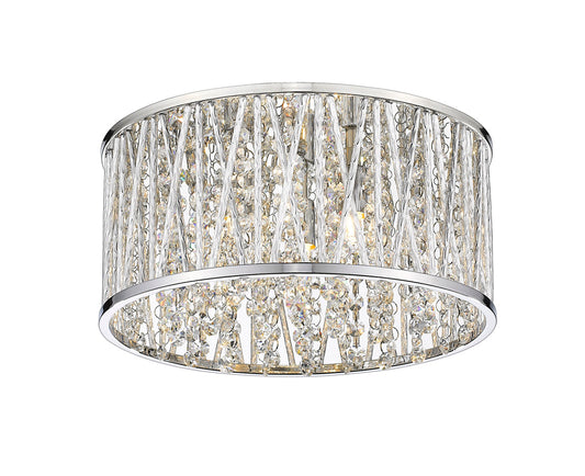 Z-LIte Terra 3-Light Flush Mount In Chrome With Chrome Aluminum Shade