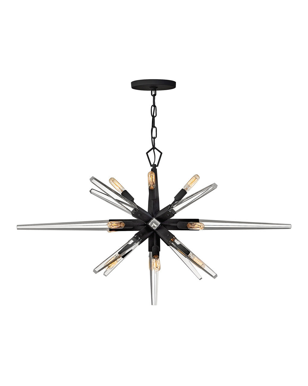 Ariel Twelve Light Linear Chandelier In Black
